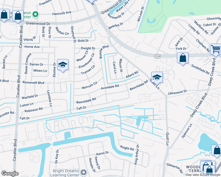 map of restaurants, bars, coffee shops, grocery stores, and more near 319 Avondale Road in Portsmouth