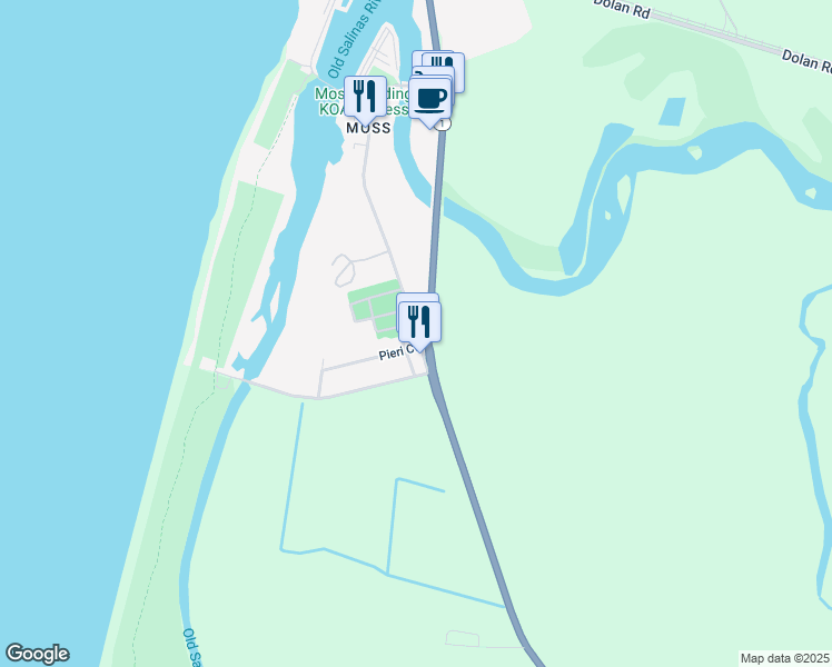 map of restaurants, bars, coffee shops, grocery stores, and more near 8454 Moss Landing Road in Moss Landing
