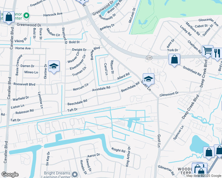 map of restaurants, bars, coffee shops, grocery stores, and more near 307 Avondale Road in Portsmouth
