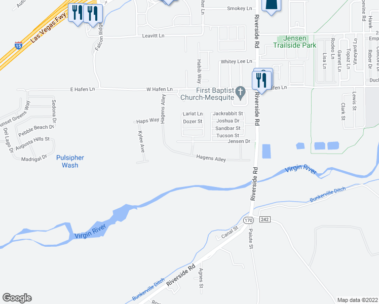 map of restaurants, bars, coffee shops, grocery stores, and more near 641 Jessica Drive in Mesquite