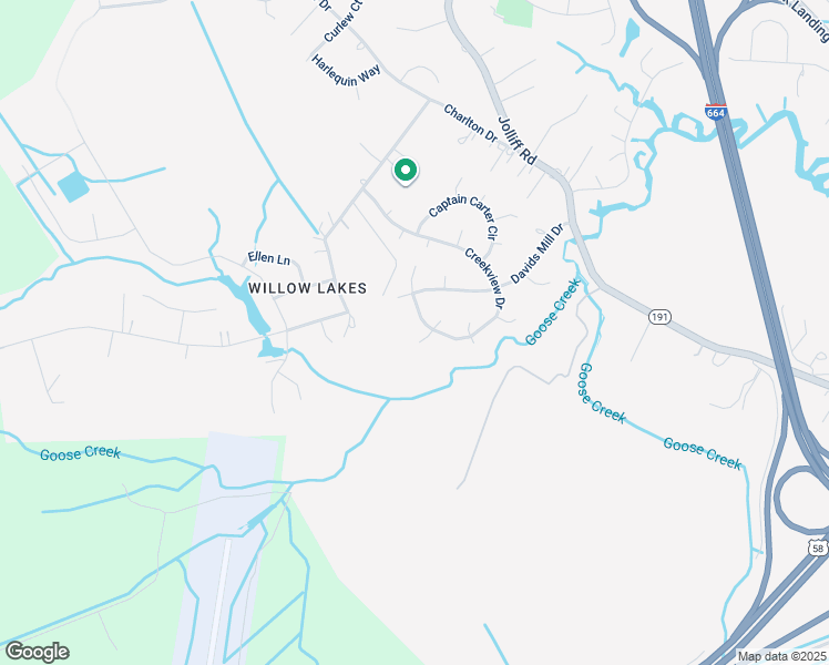 map of restaurants, bars, coffee shops, grocery stores, and more near 1204 Willow Creek Court in Chesapeake