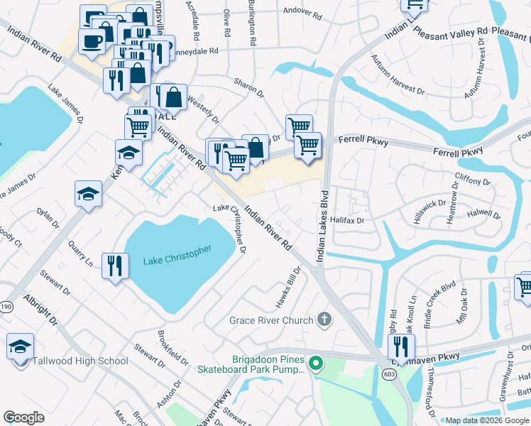 map of restaurants, bars, coffee shops, grocery stores, and more near 1756 Willow Creek Court in Virginia Beach