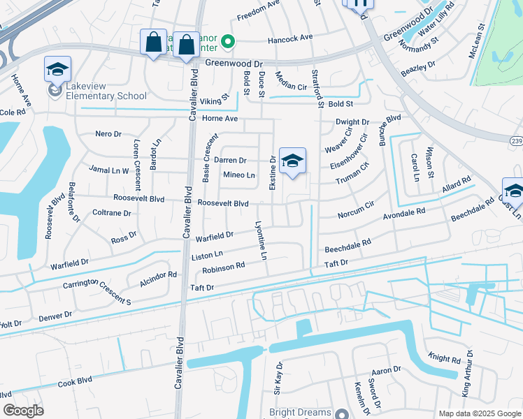 map of restaurants, bars, coffee shops, grocery stores, and more near 1605 Lyontine Lane in Portsmouth
