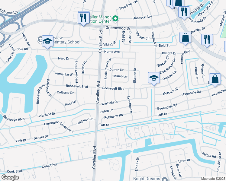 map of restaurants, bars, coffee shops, grocery stores, and more near 1600 Marciano Drive in Portsmouth