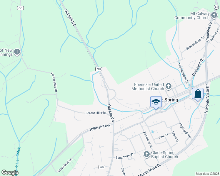 map of restaurants, bars, coffee shops, grocery stores, and more near 331 Magnolia Drive in Glade Spring