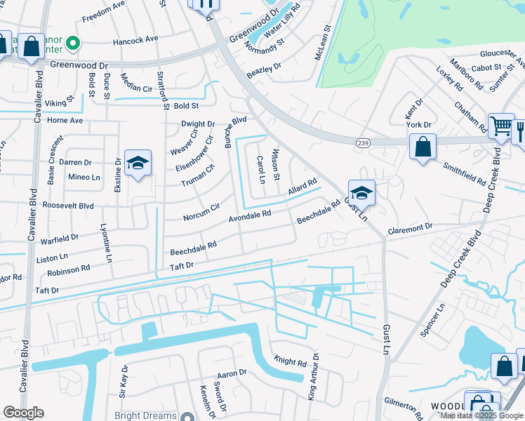 map of restaurants, bars, coffee shops, grocery stores, and more near 312 Avondale Road in Portsmouth