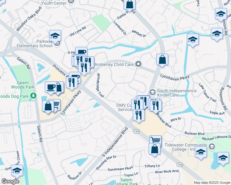 map of restaurants, bars, coffee shops, grocery stores, and more near 3901 Hedgefield Court in Virginia Beach