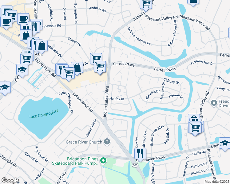 map of restaurants, bars, coffee shops, grocery stores, and more near 1401 Olivewood Court in Virginia Beach