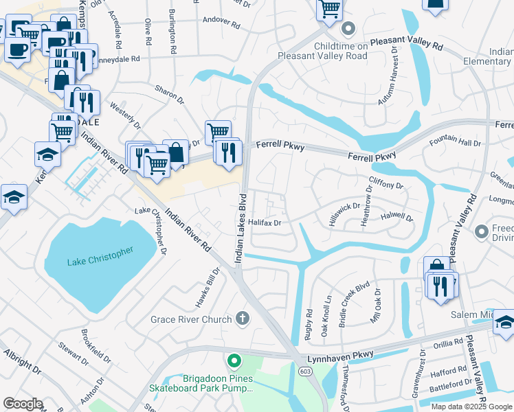 map of restaurants, bars, coffee shops, grocery stores, and more near 1430 Deerpond Lane in Virginia Beach