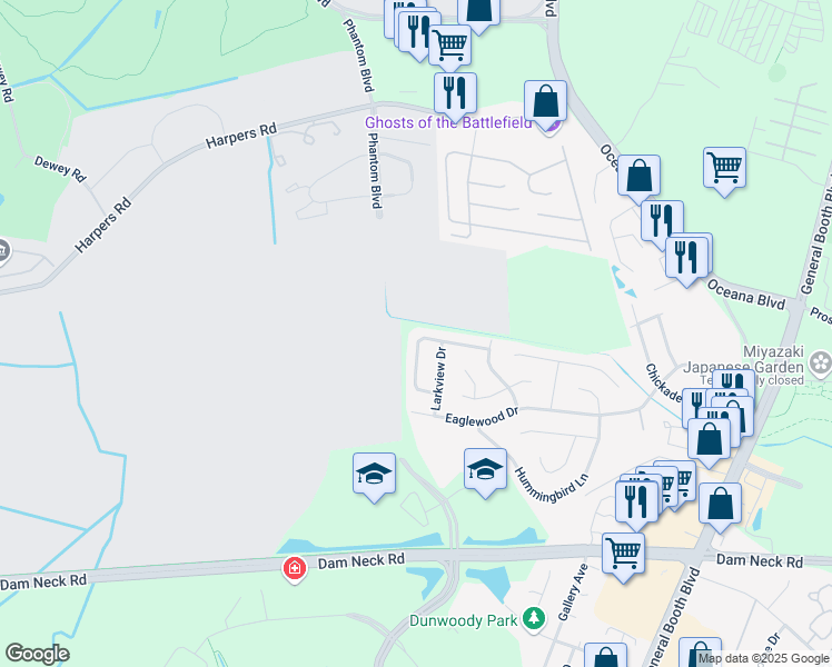 map of restaurants, bars, coffee shops, grocery stores, and more near 1334 Crane Crescent in Virginia Beach
