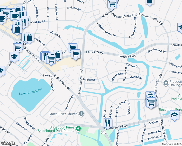map of restaurants, bars, coffee shops, grocery stores, and more near 1422 Becks Court in Virginia Beach