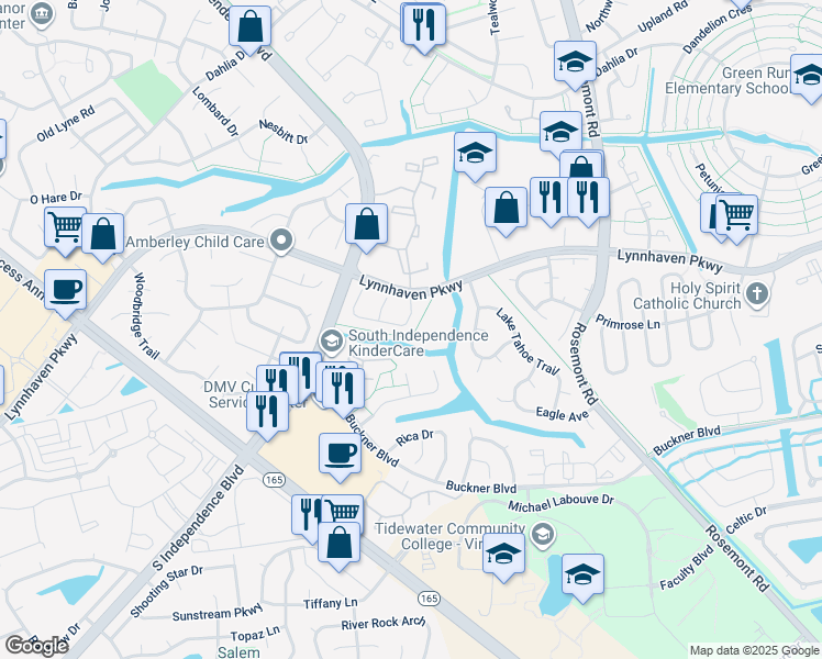 map of restaurants, bars, coffee shops, grocery stores, and more near 1528 Fairfax Drive in Virginia Beach