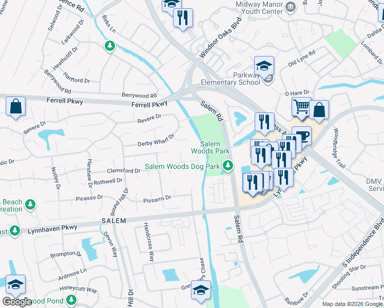 map of restaurants, bars, coffee shops, grocery stores, and more near 1400 Munson Court in Virginia Beach