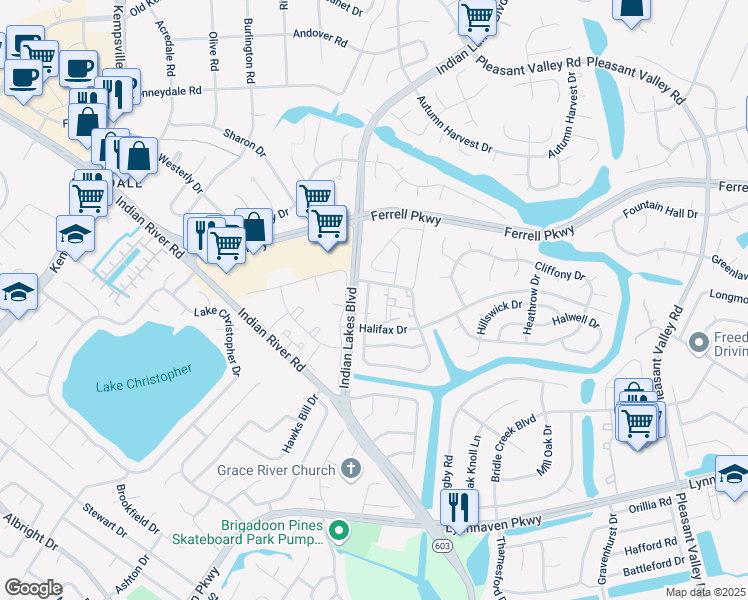 map of restaurants, bars, coffee shops, grocery stores, and more near 1420 Deerpond Lane in Virginia Beach