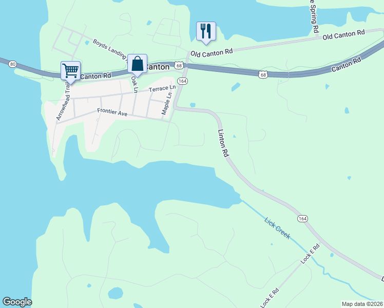 map of restaurants, bars, coffee shops, grocery stores, and more near Boone Drive in Cadiz