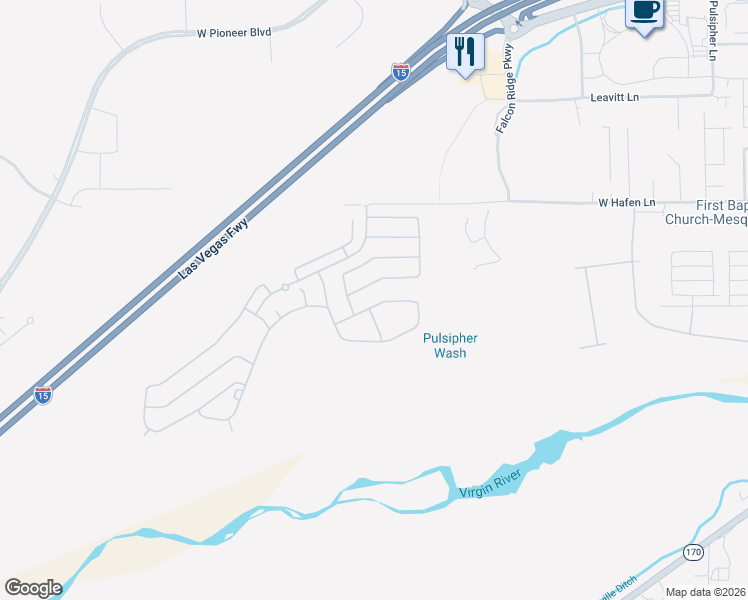 map of restaurants, bars, coffee shops, grocery stores, and more near 1223 Augusta Hills Street in Mesquite