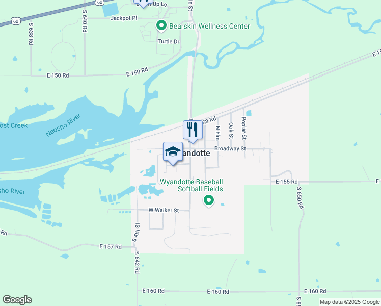 map of restaurants, bars, coffee shops, grocery stores, and more near in Wyandotte