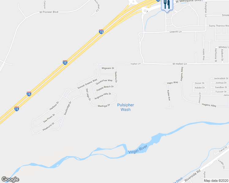 map of restaurants, bars, coffee shops, grocery stores, and more near 1181 Augusta Hills Street in Mesquite