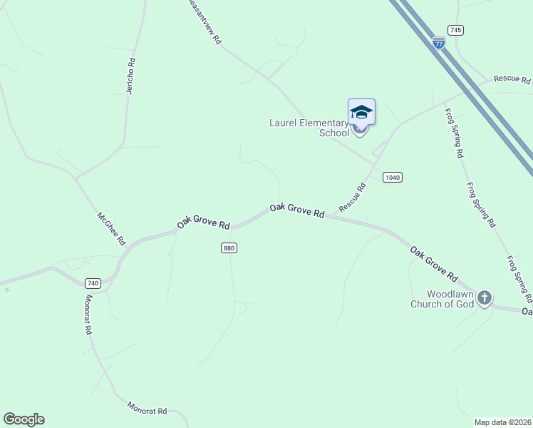 map of restaurants, bars, coffee shops, grocery stores, and more near Oak Grove Road in Austinville