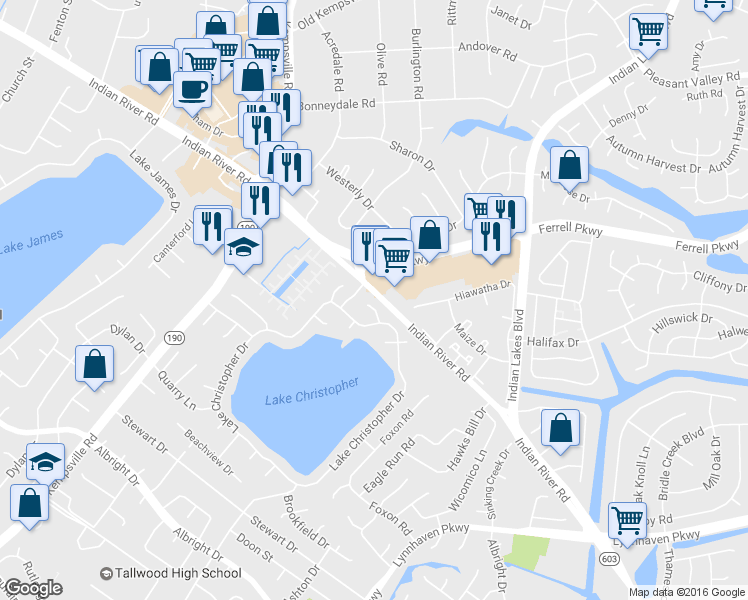 map of restaurants, bars, coffee shops, grocery stores, and more near 5112 Park Lake Court in Virginia Beach