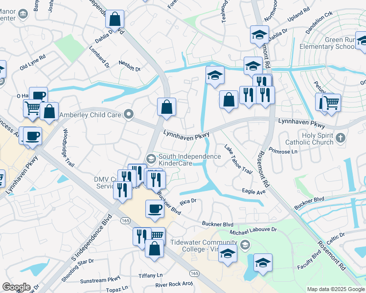 map of restaurants, bars, coffee shops, grocery stores, and more near 1515 Fairfax Drive in Virginia Beach