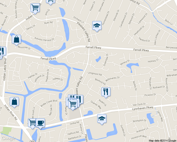 map of restaurants, bars, coffee shops, grocery stores, and more near 4744 Longmont Road in Virginia Beach
