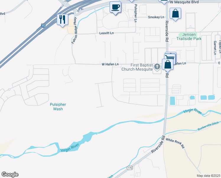 map of restaurants, bars, coffee shops, grocery stores, and more near 559 Hagens Alley in Mesquite