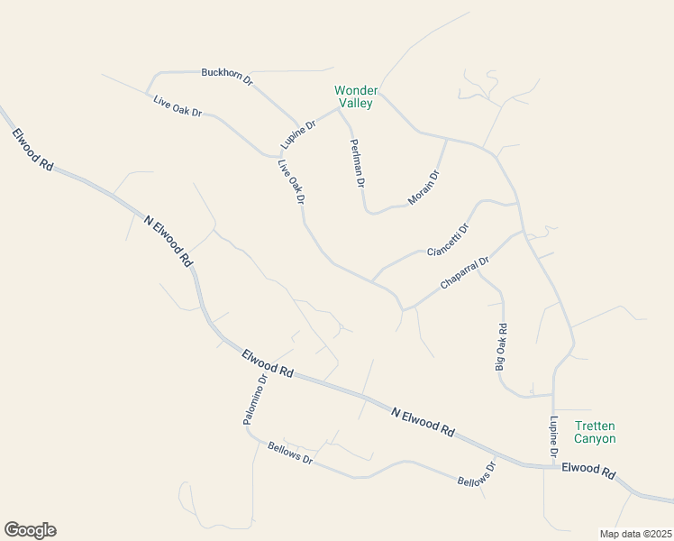 map of restaurants, bars, coffee shops, grocery stores, and more near Live Oak Drive in Fresno County