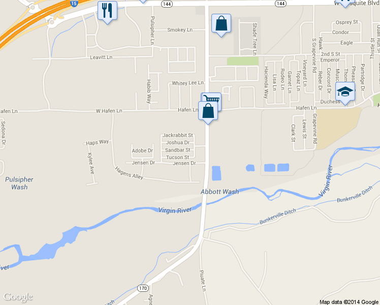 map of restaurants, bars, coffee shops, grocery stores, and more near 838 Sandbar Street in Mesquite