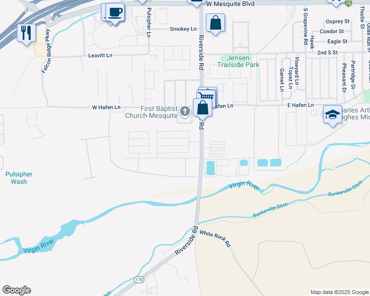 map of restaurants, bars, coffee shops, grocery stores, and more near 838 Sandbar Street in Mesquite