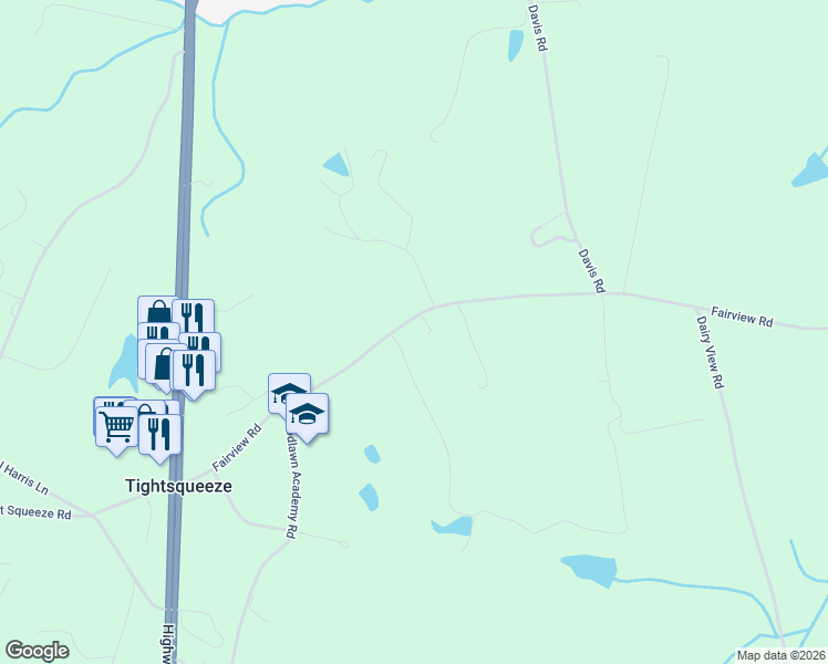 map of restaurants, bars, coffee shops, grocery stores, and more near 750 Fairview Road in Chatham
