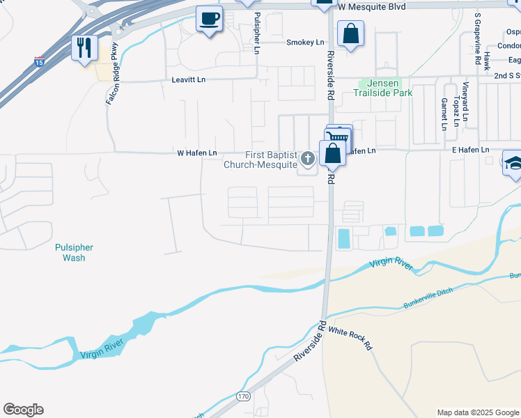 map of restaurants, bars, coffee shops, grocery stores, and more near 552 Cascade Avenue in Mesquite