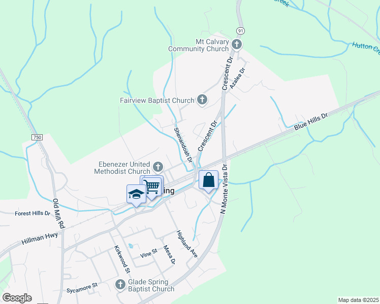 map of restaurants, bars, coffee shops, grocery stores, and more near 309 Shenandoah Drive in Glade Spring