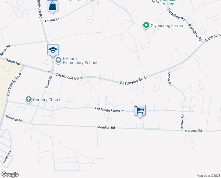 map of restaurants, bars, coffee shops, grocery stores, and more near 15108 Castroville Boulevard in Castroville
