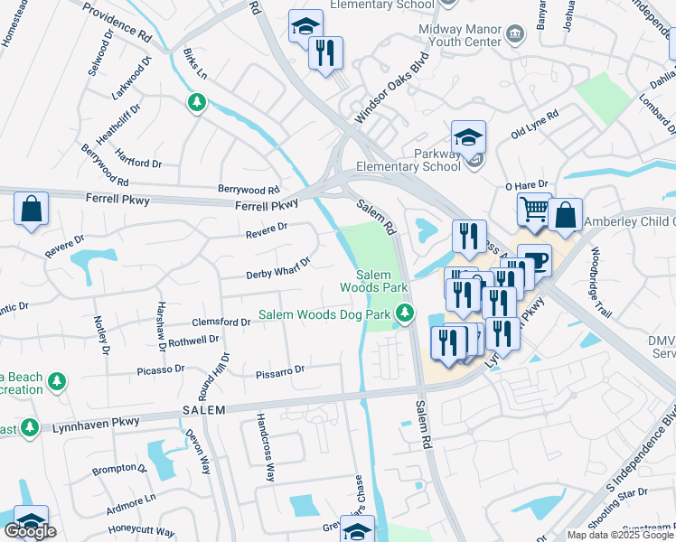 map of restaurants, bars, coffee shops, grocery stores, and more near 1437 Ellerbeck Court in Virginia Beach