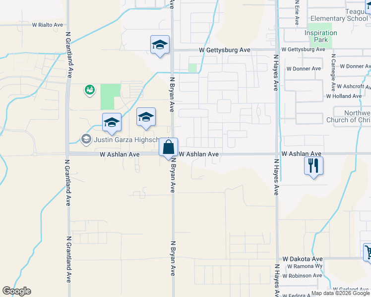 map of restaurants, bars, coffee shops, grocery stores, and more near in Fresno County
