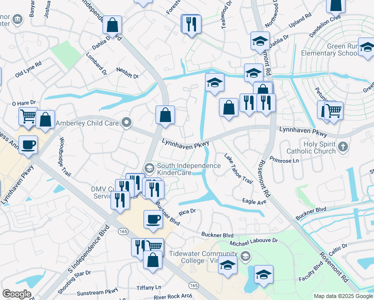 map of restaurants, bars, coffee shops, grocery stores, and more near 1500 Fairfax Drive in Virginia Beach