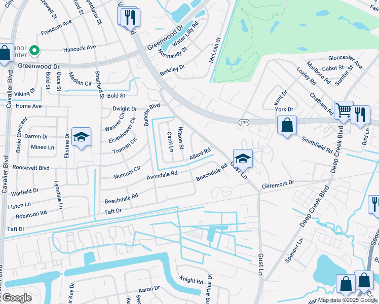 map of restaurants, bars, coffee shops, grocery stores, and more near 157 Allard Road in Portsmouth