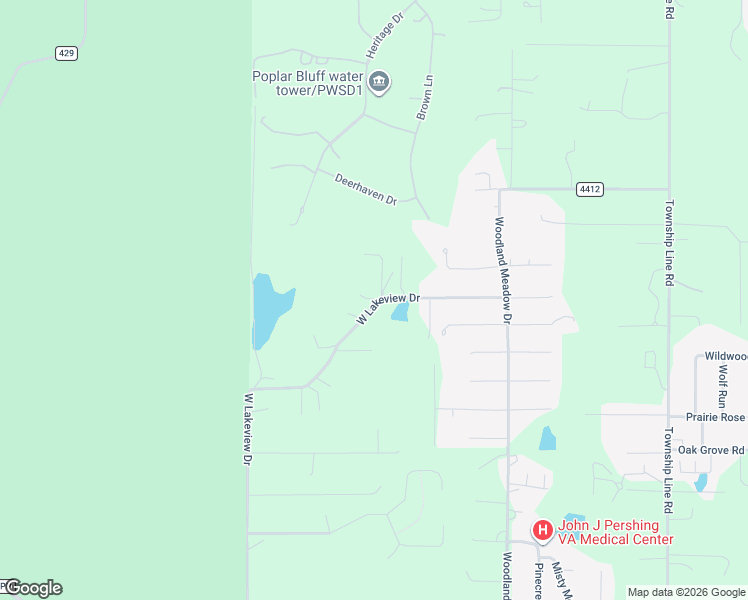 map of restaurants, bars, coffee shops, grocery stores, and more near 2823 Lakeview West in Poplar Bluff