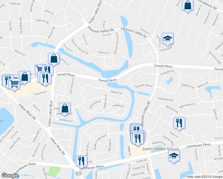map of restaurants, bars, coffee shops, grocery stores, and more near 5044 Cliffony Drive in Virginia Beach