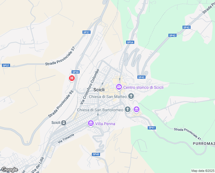 map of restaurants, bars, coffee shops, grocery stores, and more near 221 Via Caneva in Scicli
