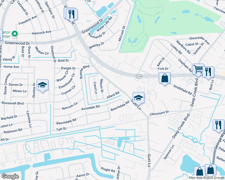 map of restaurants, bars, coffee shops, grocery stores, and more near 407 Gust Ct in Portsmouth