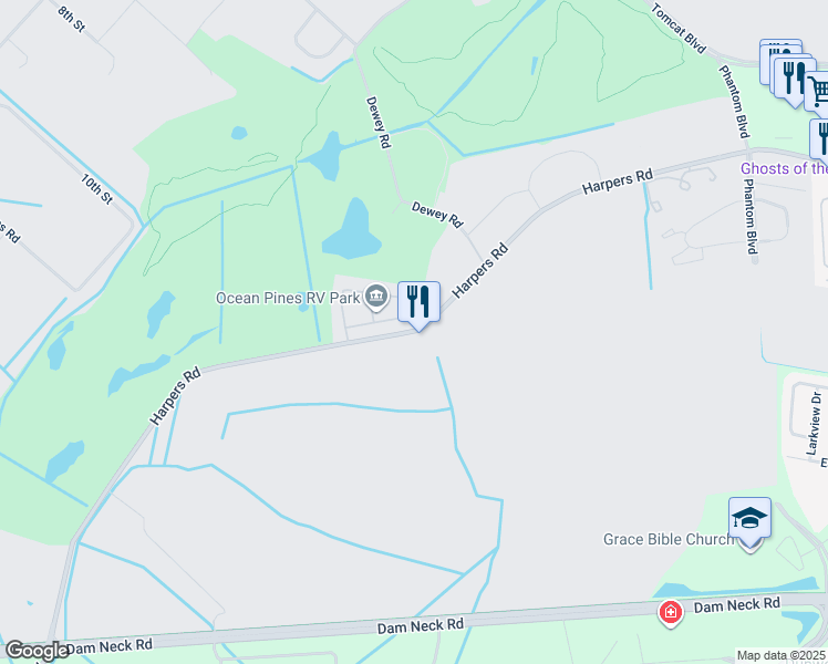 map of restaurants, bars, coffee shops, grocery stores, and more near 1677 Harpers Road in Virginia Beach
