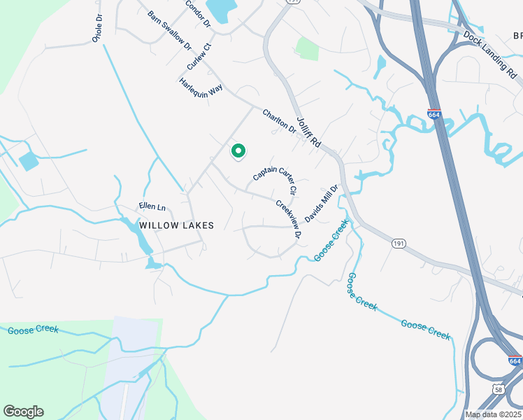 map of restaurants, bars, coffee shops, grocery stores, and more near 1332 Creekview Drive in Chesapeake