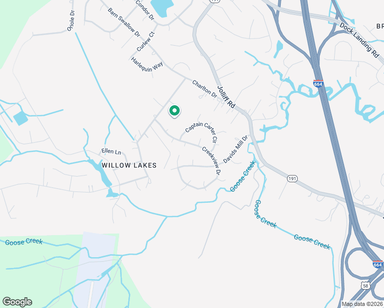 map of restaurants, bars, coffee shops, grocery stores, and more near 1332 Creekview Drive in Chesapeake