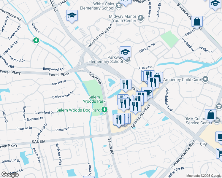 map of restaurants, bars, coffee shops, grocery stores, and more near 4376 Atwater Arch in Virginia Beach