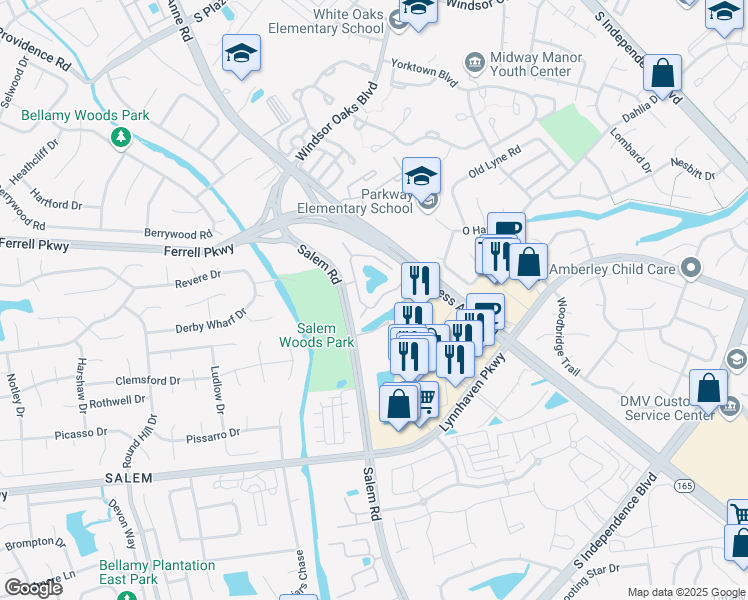 map of restaurants, bars, coffee shops, grocery stores, and more near 4362 Atwater Arch in Virginia Beach