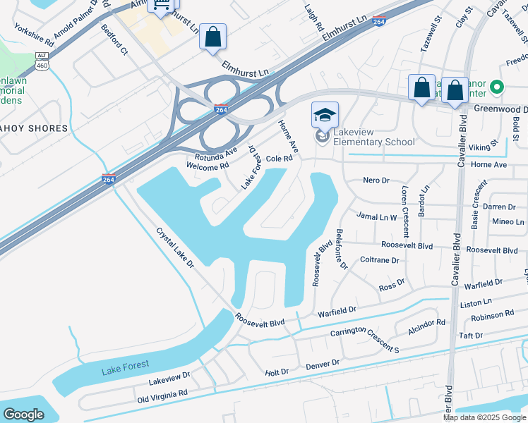 map of restaurants, bars, coffee shops, grocery stores, and more near 1416 Carson Crescent West in Portsmouth