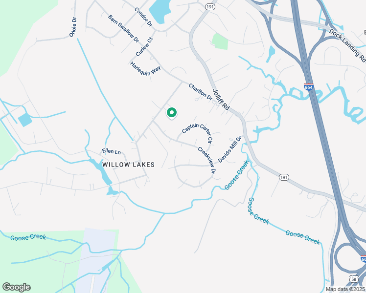 map of restaurants, bars, coffee shops, grocery stores, and more near 1332 Creekview Drive in Chesapeake