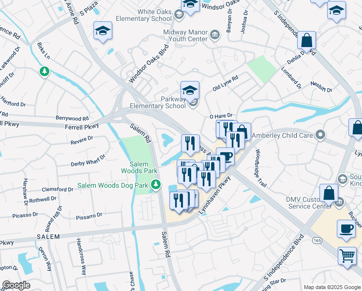 map of restaurants, bars, coffee shops, grocery stores, and more near 4317 Atwater Arch in Virginia Beach